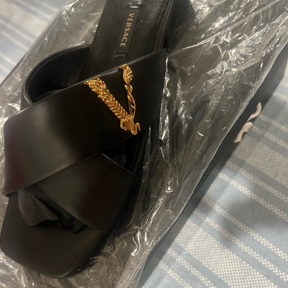 Versace Black and Gold Sandals